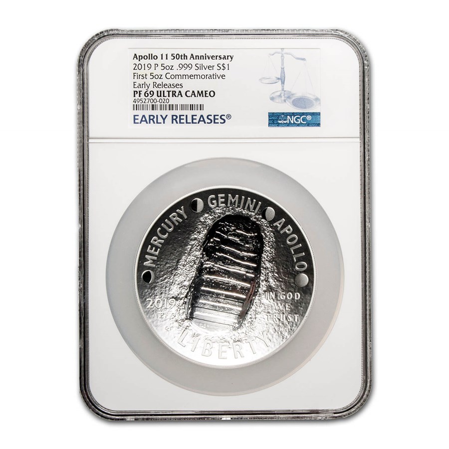 2019-P Apollo 11 50th Anniversary $1 5 oz Silver PF-69 NGC